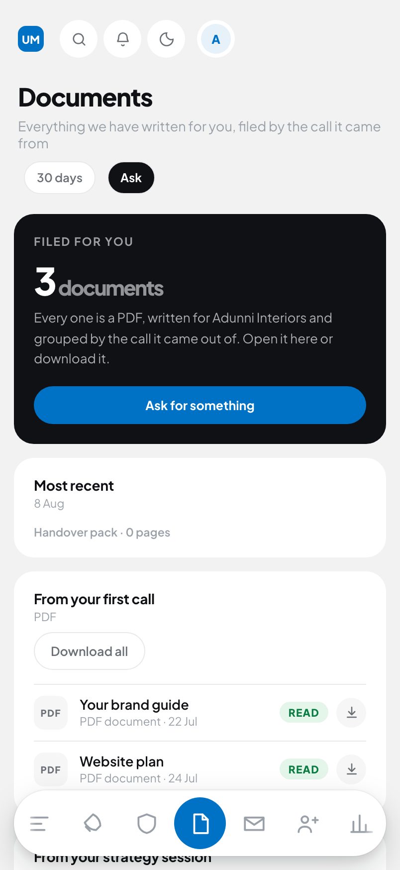 Documents on a phone