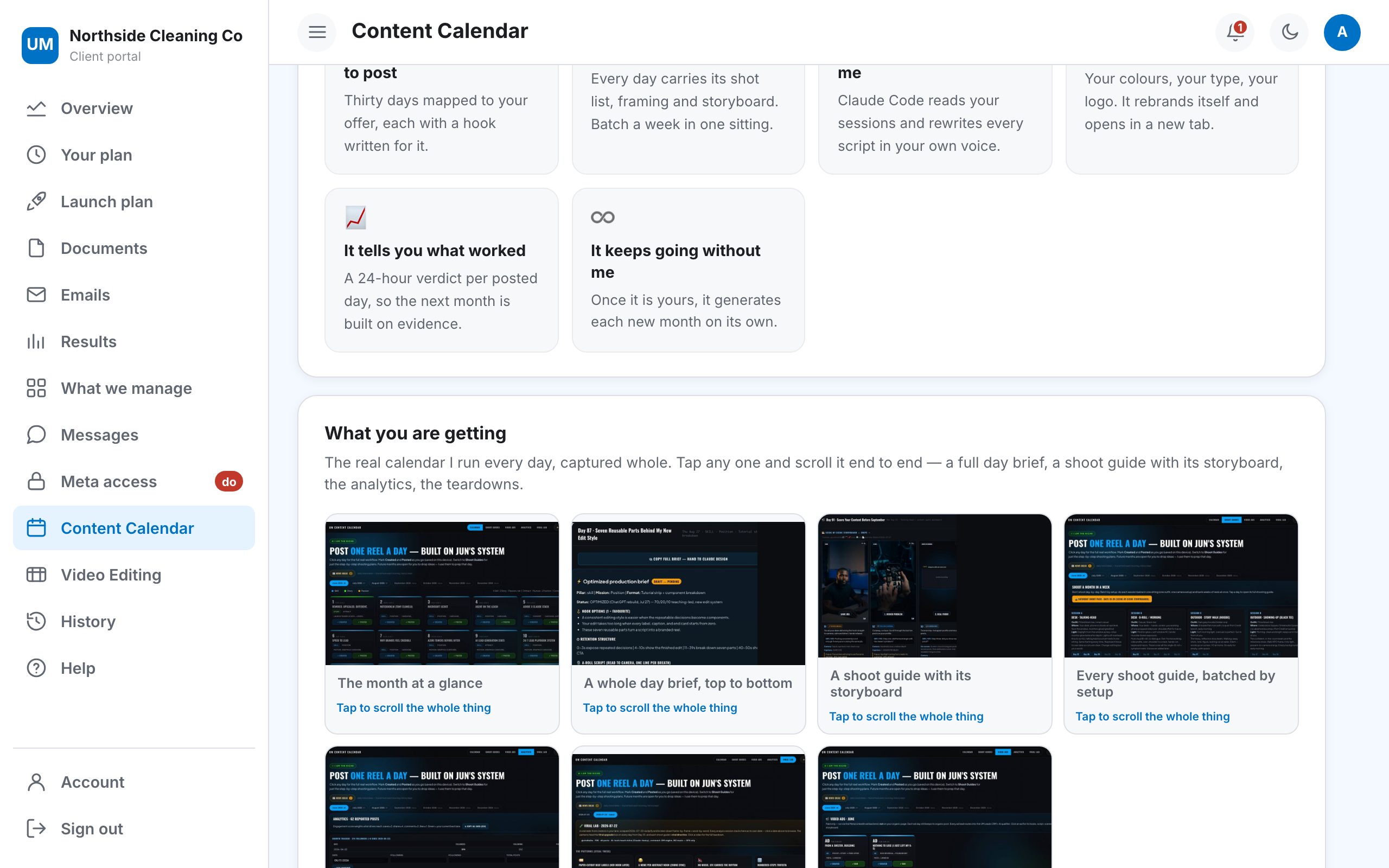 Content calendar